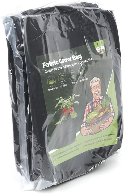 Fabric Plant Grow Bags with Handle 10 Gallon Pack of 5, Heavy Duty Nonwoven Smart Garden Pot Thickened Aeration Nursery Container Black for Outdoor Potato, Tomato, Chili, Carrot and Vegetables