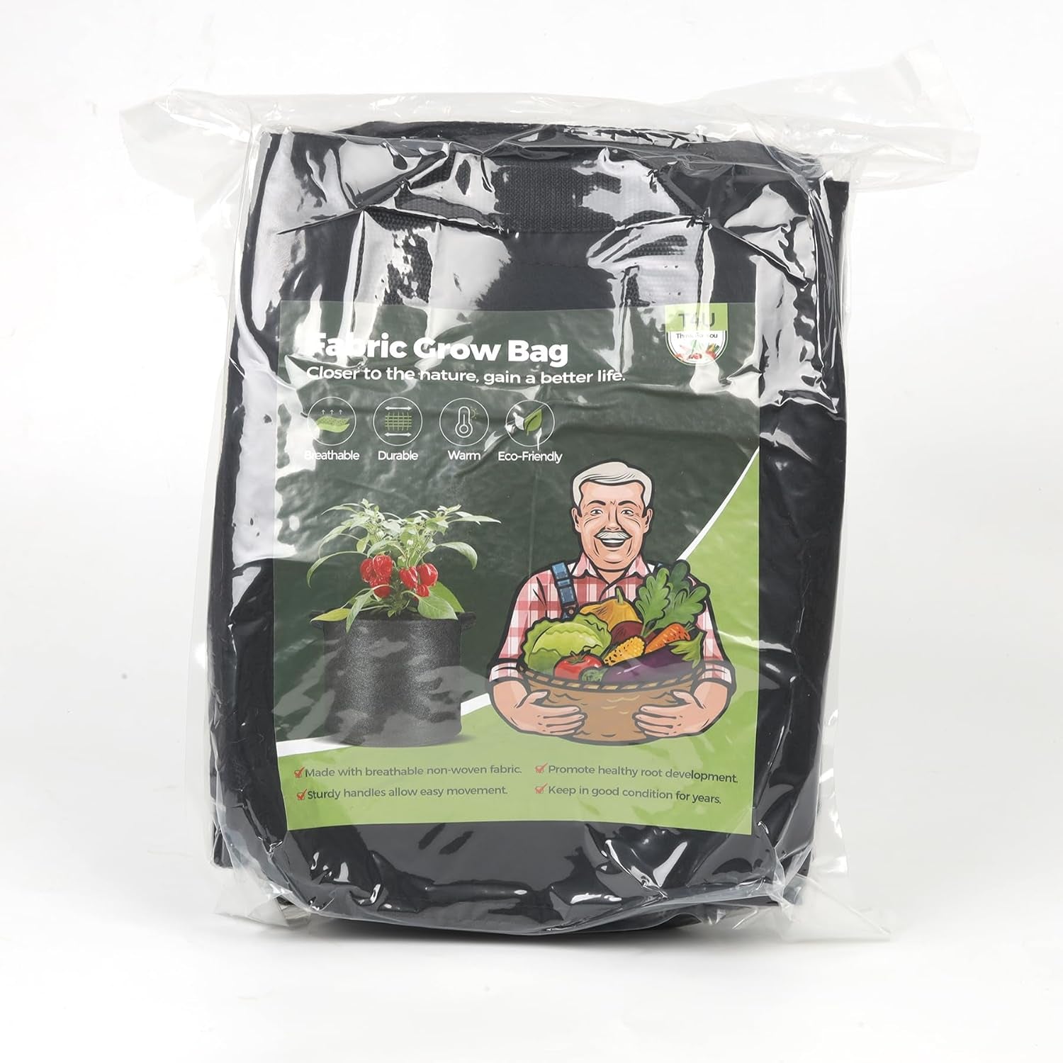 Fabric Plant Grow Bags with Handle 10 Gallon Pack of 5, Heavy Duty Nonwoven Smart Garden Pot Thickened Aeration Nursery Container Black for Outdoor Potato, Tomato, Chili, Carrot and Vegetables